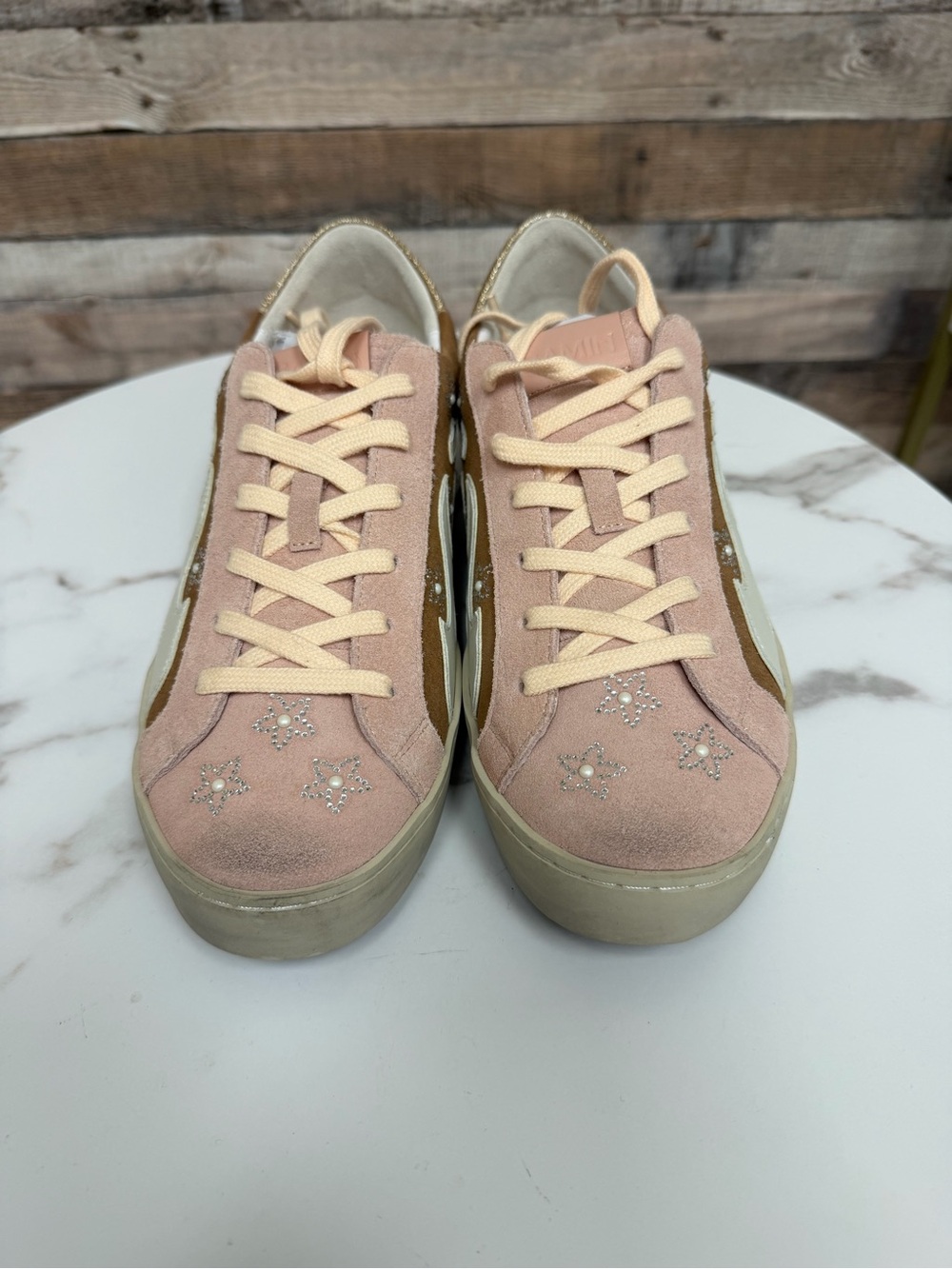Bibi Lou Gamin Dopamine pink/tan w/ sparkly stars shoe size 40